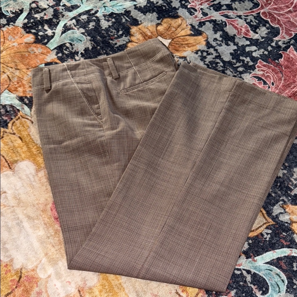 Brown Wide Leg Pants with Structured Fabric